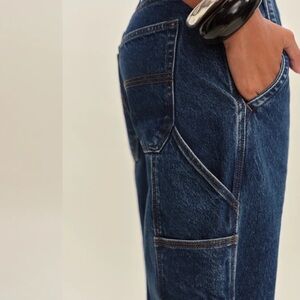 Reformation Diego Mid Rise Baggy Utility Jeans Blue - Size 32